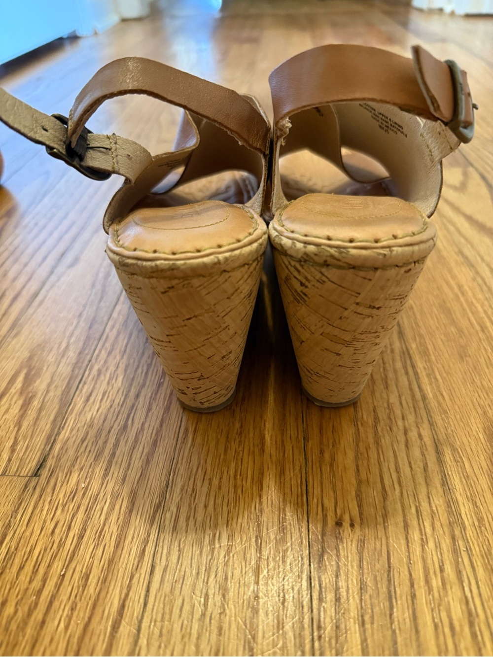 Born Tan Leather Cork Wedge Sandals - Picture 3 of 8